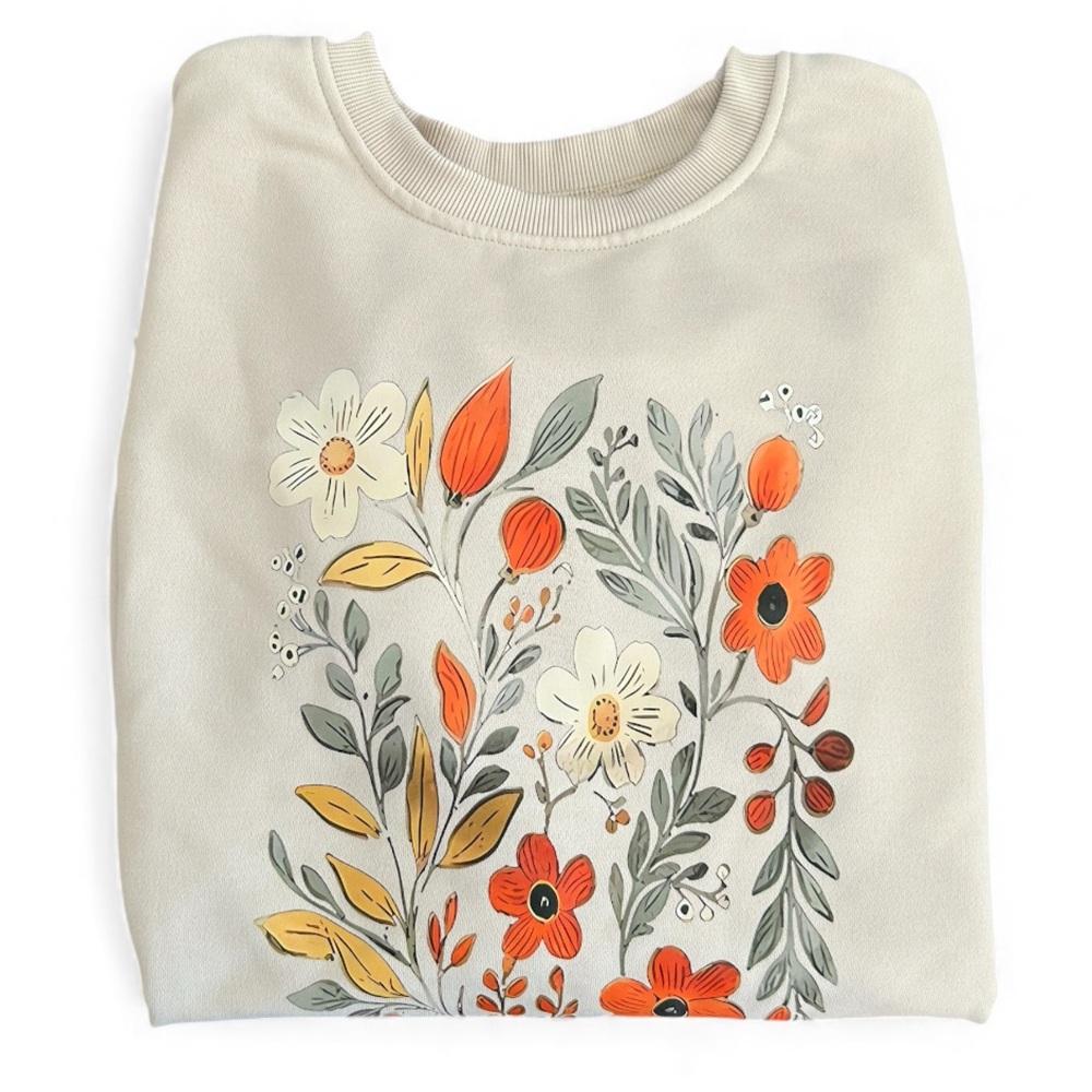 Floral Print Cream Sweatshirt - Picture 4 of 7